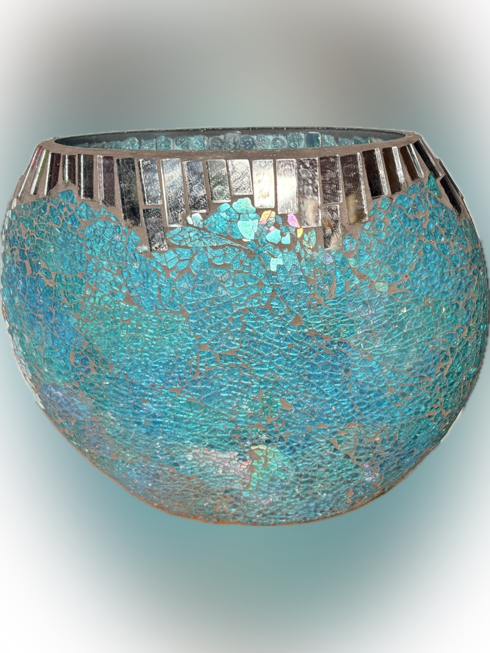 Mosaic Multi Tonal Blue Iridescent Vase